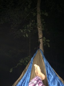 I AM GOING TO SLEEP Lying under the stars at night, In the warm night air. Thinking of animals, That might be near by, Caused no hesitation, For this nature lover. All wrap up as in a cocoon. Enjoying the nature God had provided. Music playing in the background. Of all the sounds of the woods. Crickets, a soothing constant. And the toad a spasmodic annoyance. Would, could sleep possibly come. Crickets constant and toads croaking. Bugs flying.  What just fell? I'm relaxed.  I love this. There are no animals around. I am  going to sleep. 